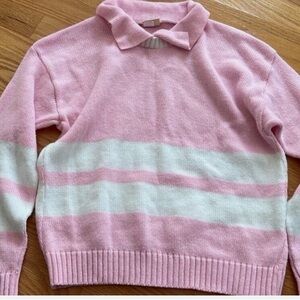 Vintage Fun Connections Pink and White girls Sweater 14/16